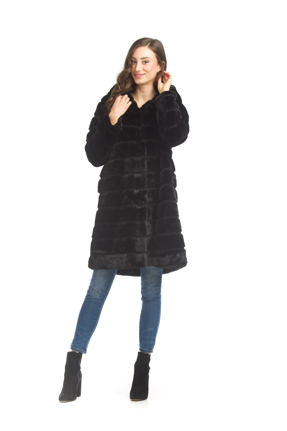 Fuzzy hooded coat best sale