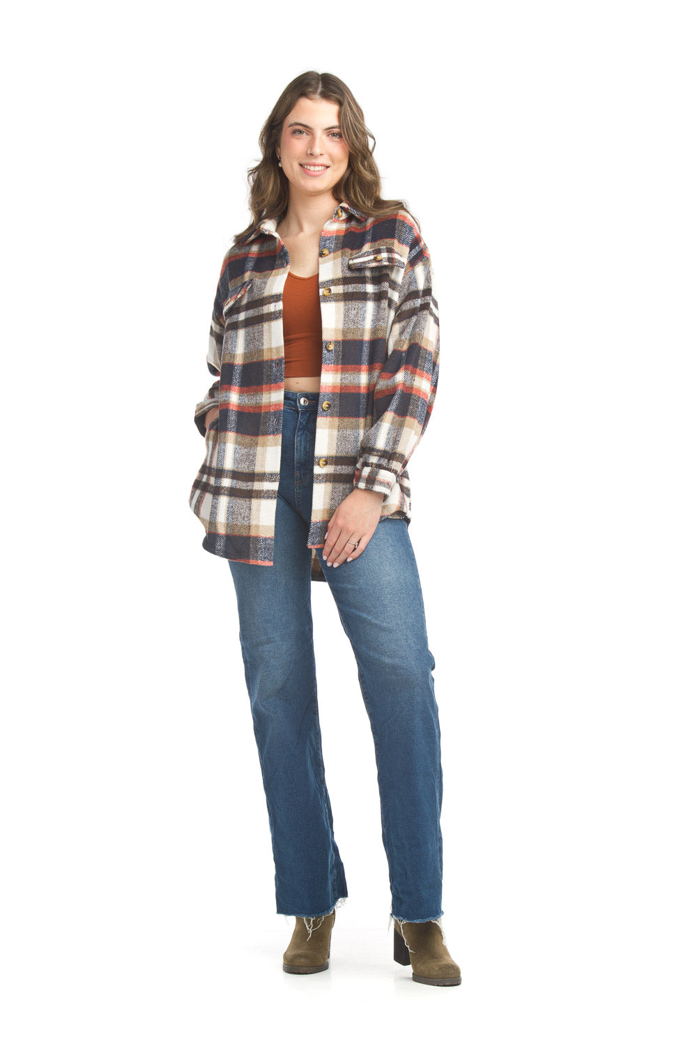 Plaid Shacket with pockets