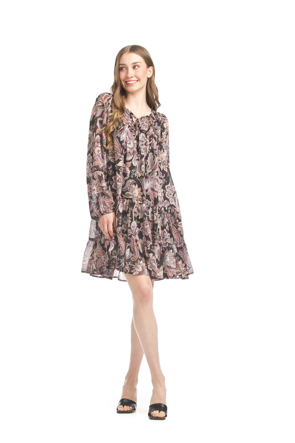 Paisley Lurex Georgette tiered Dress