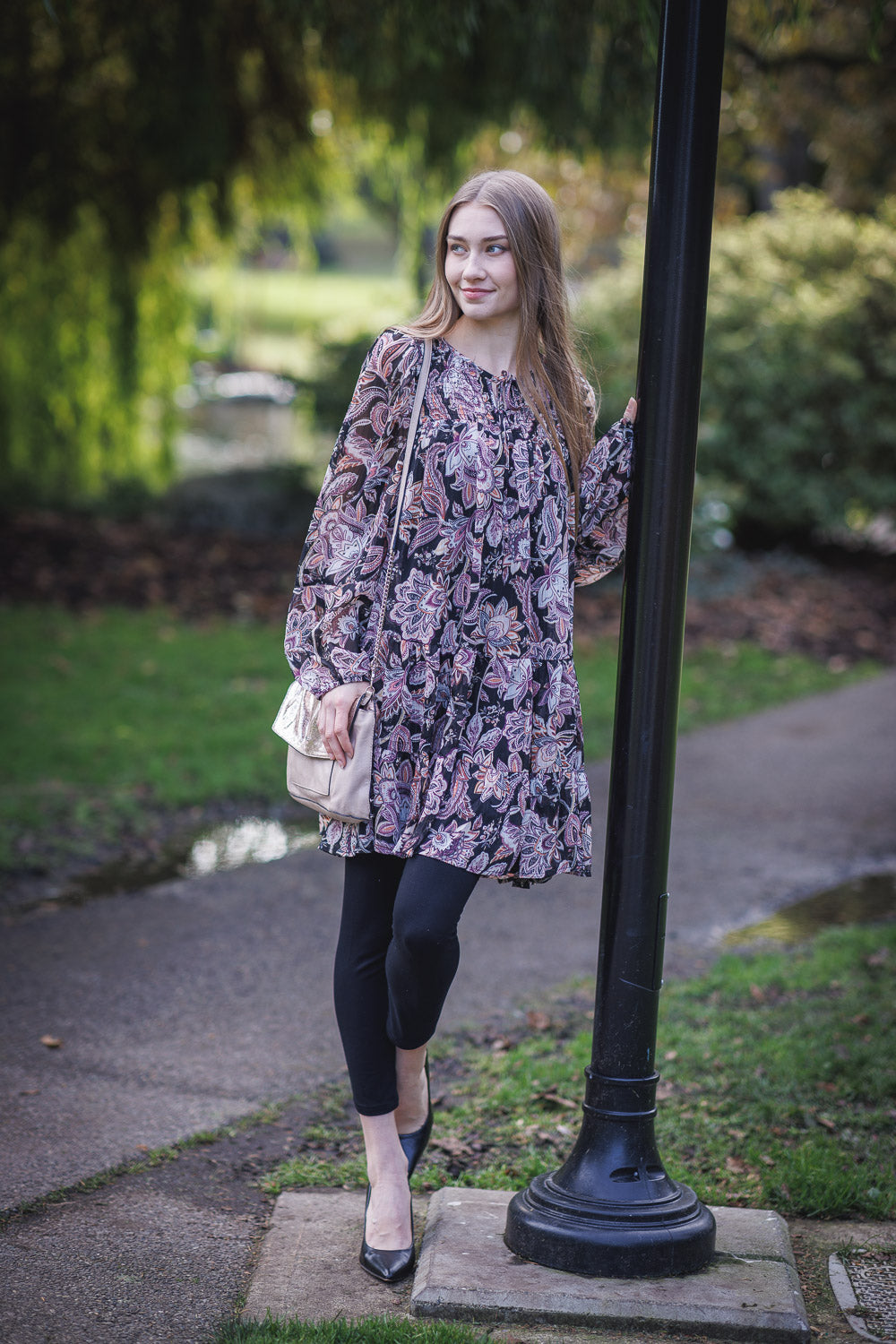 Paisley Lurex Georgette tiered Dress