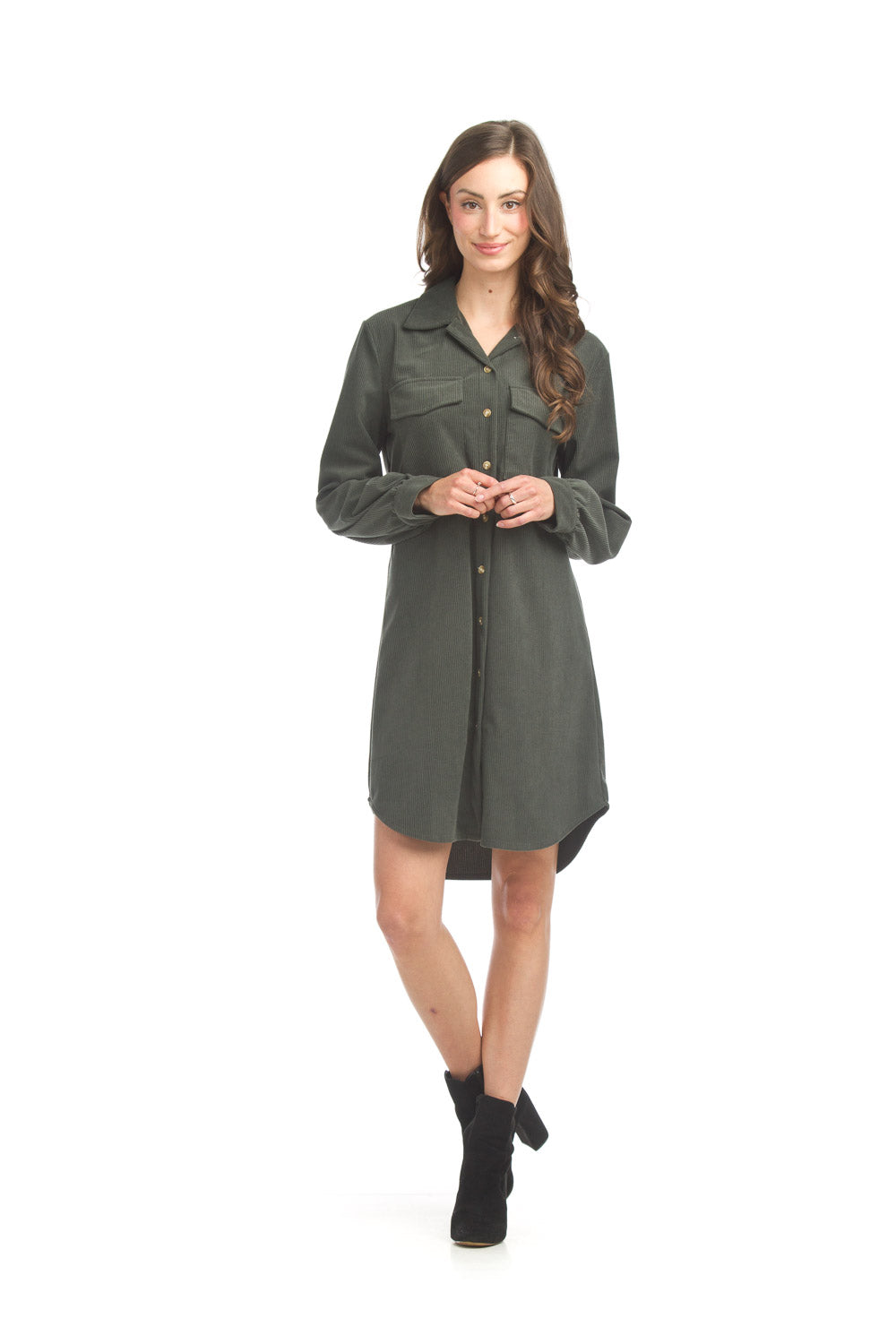 Corduroy Button Shirt Dress