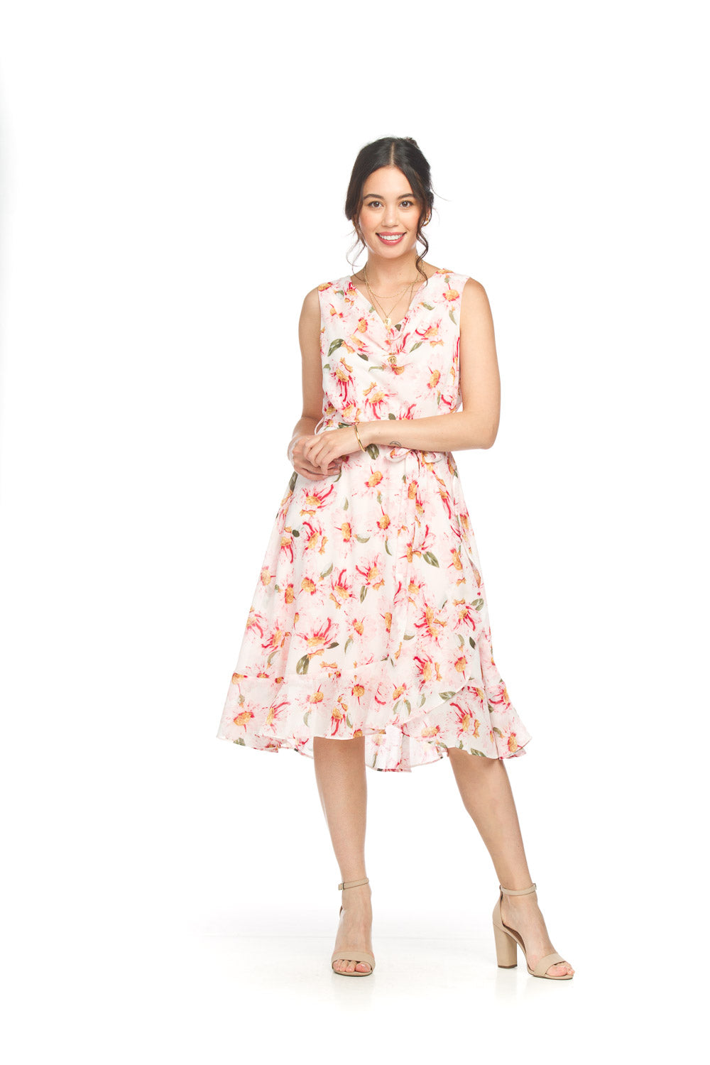 Floral Sleeveless Cowl Neck Dress