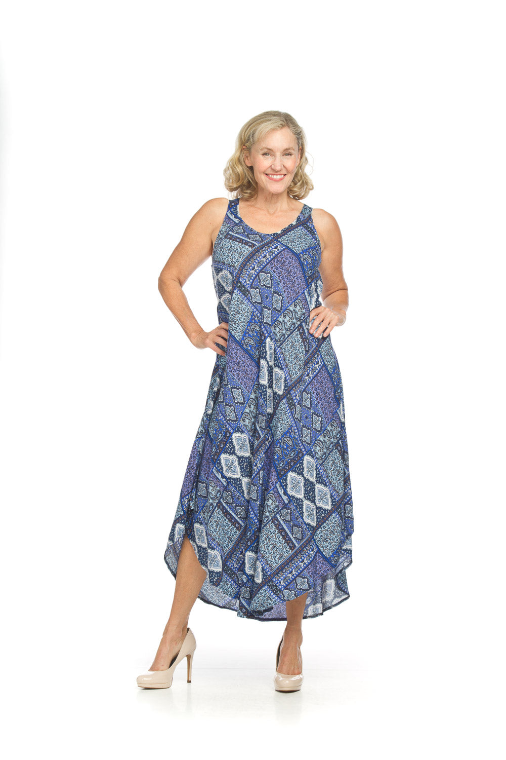 Patchwork sleeveless Maxi Dress
