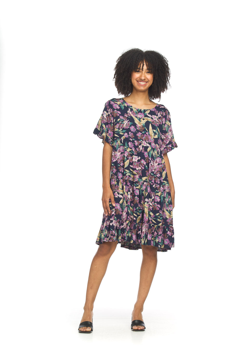 Floral Tiered Short Sleeve Dress