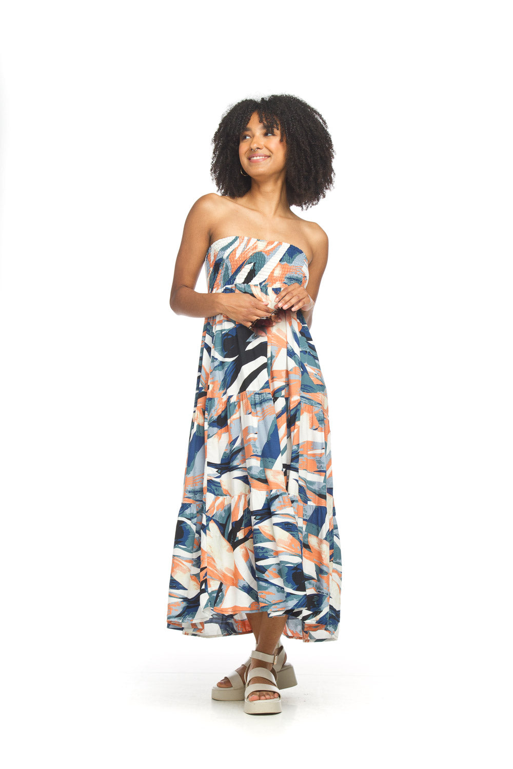 Abstract Convertible Tiered Maxi Skirt