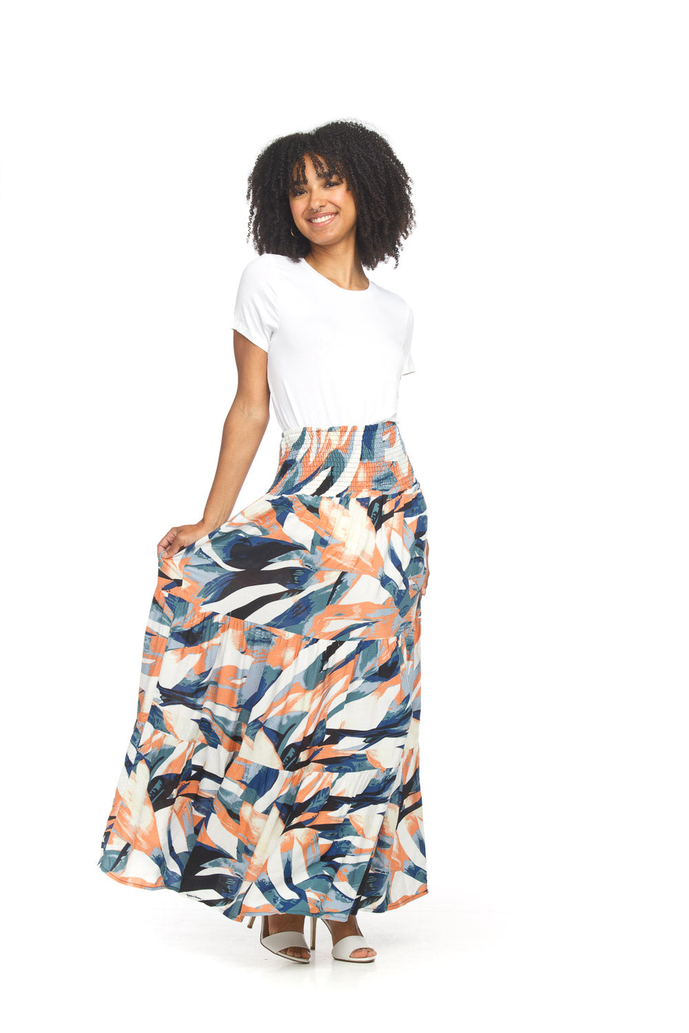 Abstract Convertible Tiered Maxi Skirt
