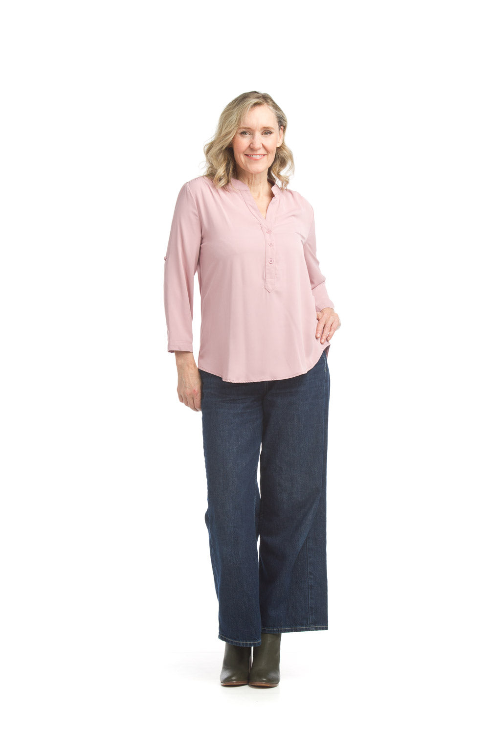 High Low Shirt With Tab Sleeves