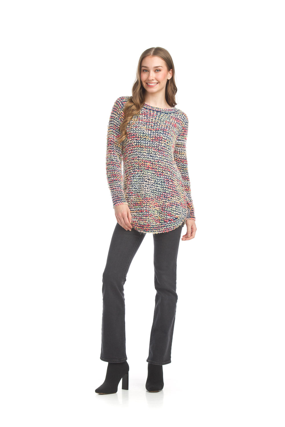 Multicolored Popcorn Knit Sweater