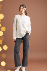 Speckled Shirt Hem Sweater