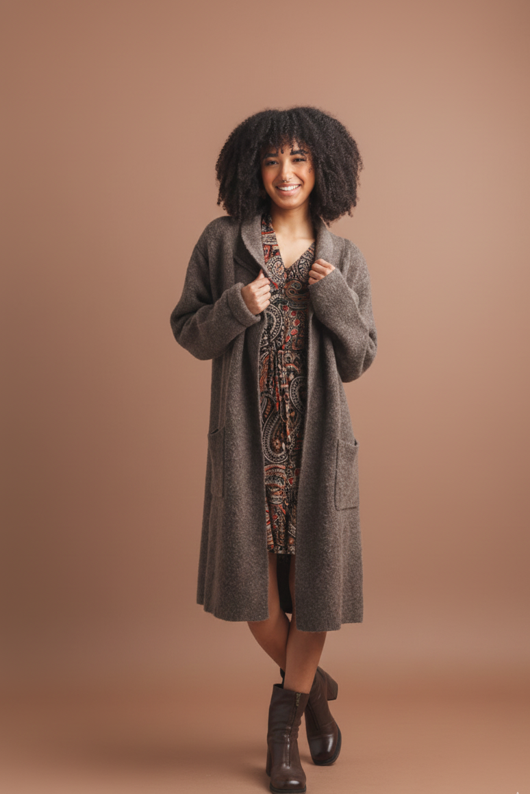 Solid Coatigan With Pockets