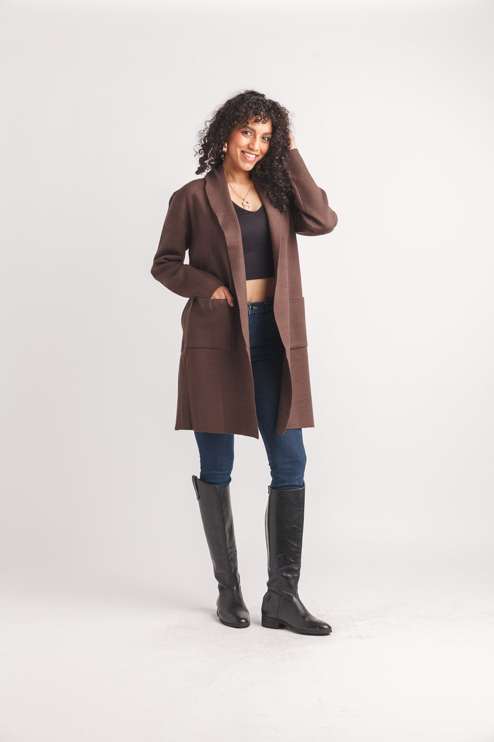 Lapel Coatigan wit pockets