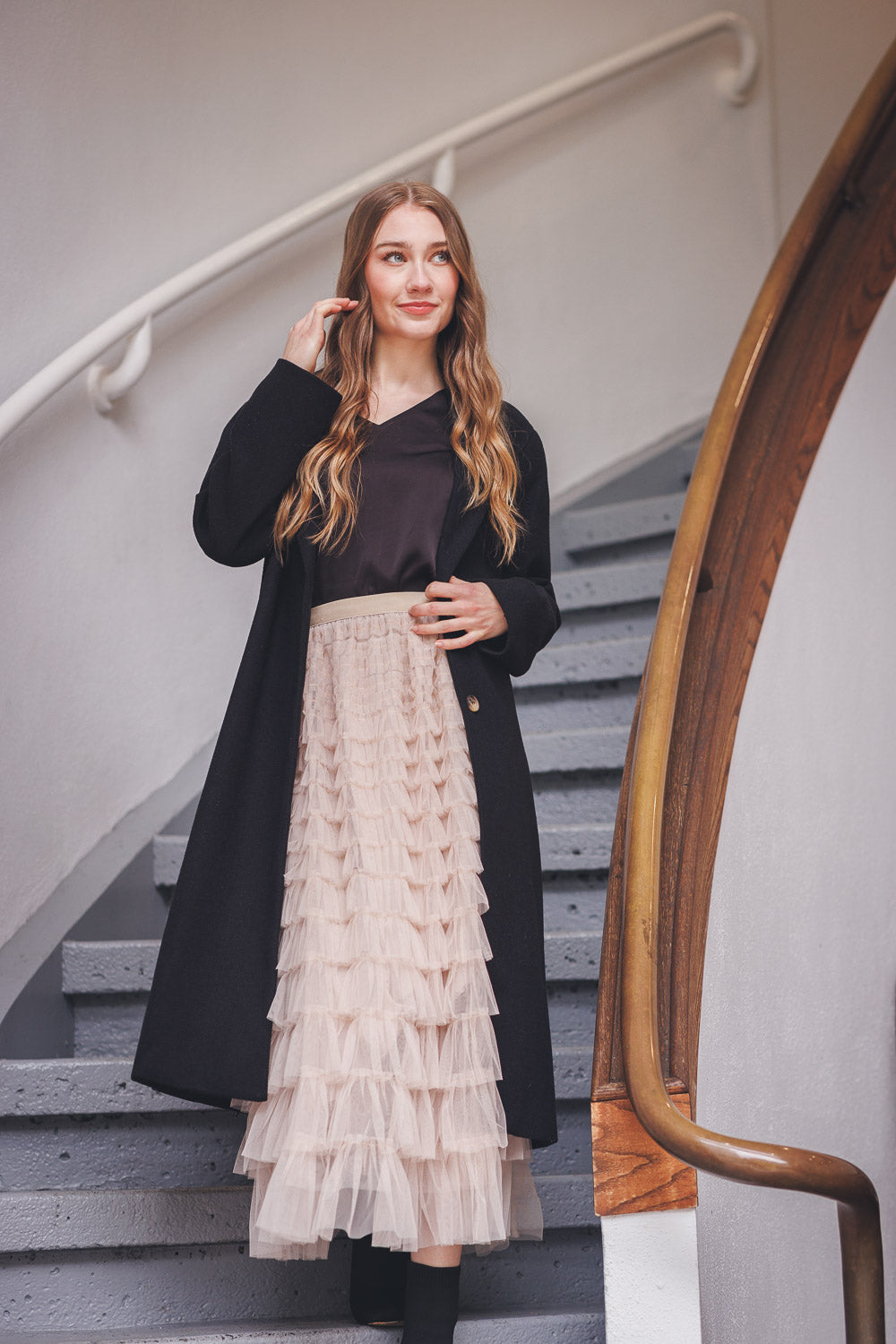 Mesh Tiered Ruffle Skirt
