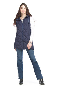 Puffer Hooded Vest With Side Zip Detail