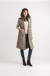 Puffer vest with drawstring dress