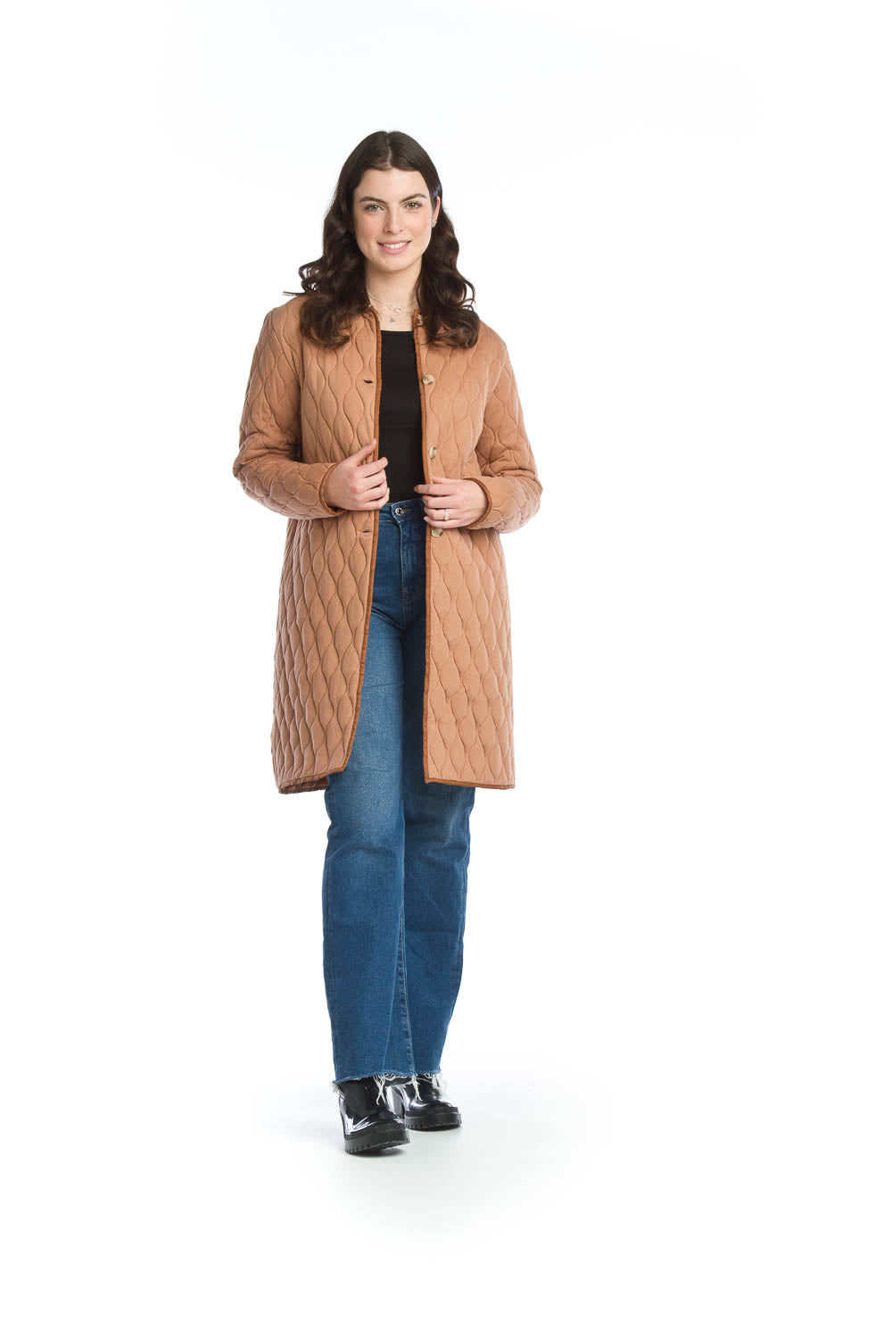 JT-13773 Quilted Collared Jacket With Pockets