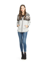 Load image into Gallery viewer, JT-15703 -Black- Fairisle Knit Zip Up Hooded Jacket

