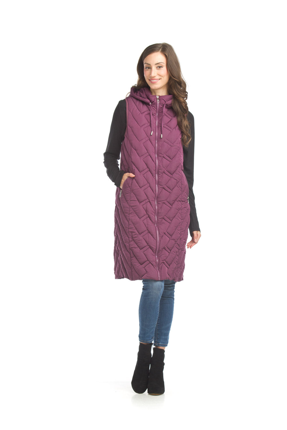 Knit Plaid Hooded Jacket with Pockets