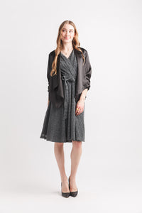 Satin Blazer with Ruched Sleeves