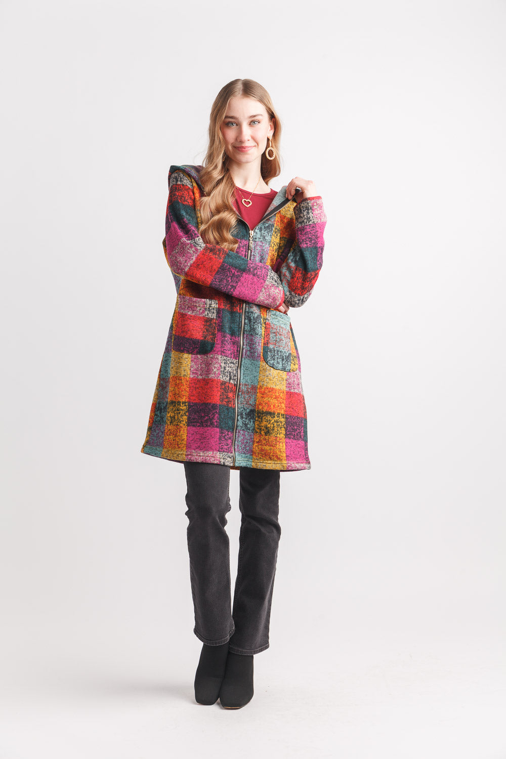Knitted Plaid Jacket