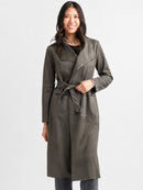 Faux Suede Drape Jacket With Pockets