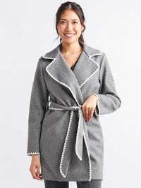 Wrap Coat With Contrasting Trim