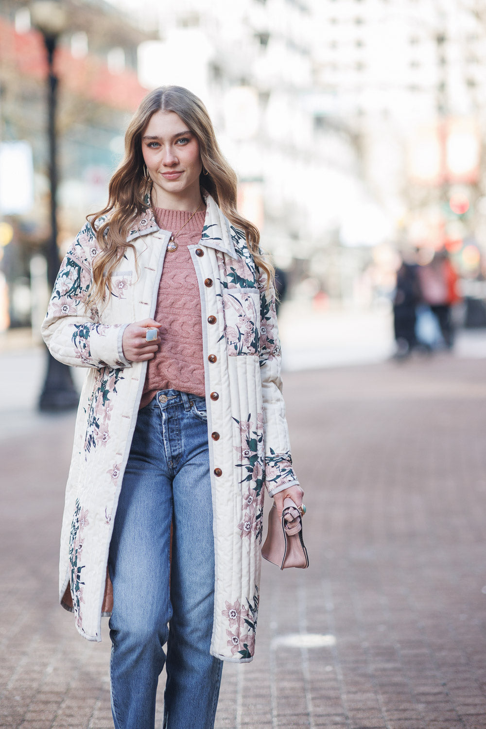 Quilted Printed Long Jacket