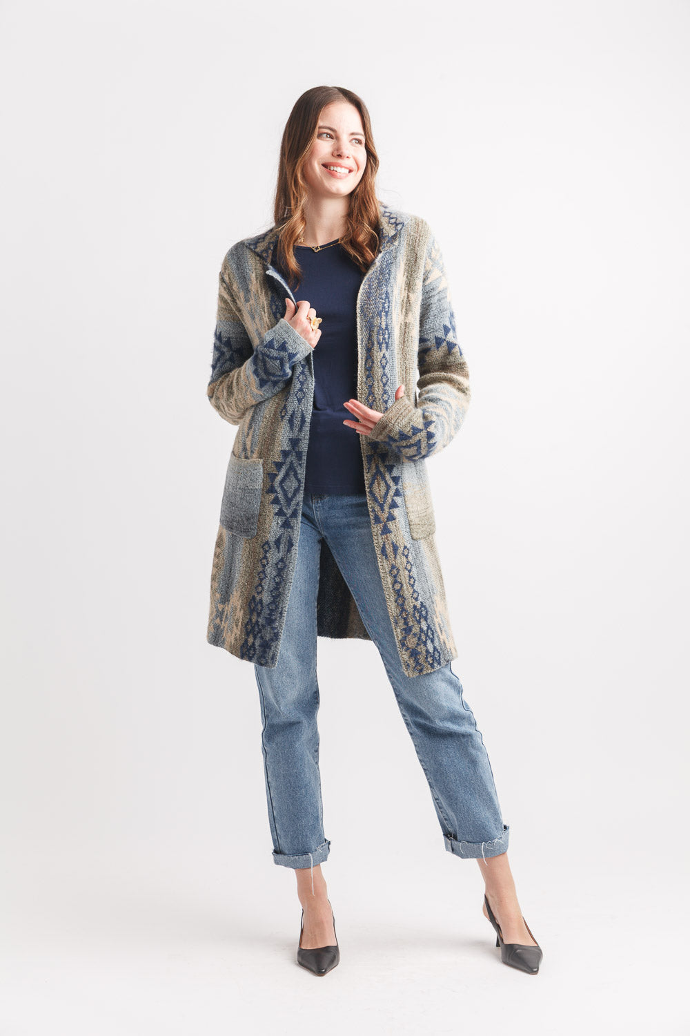 Global Knit Coatigan With Pockets