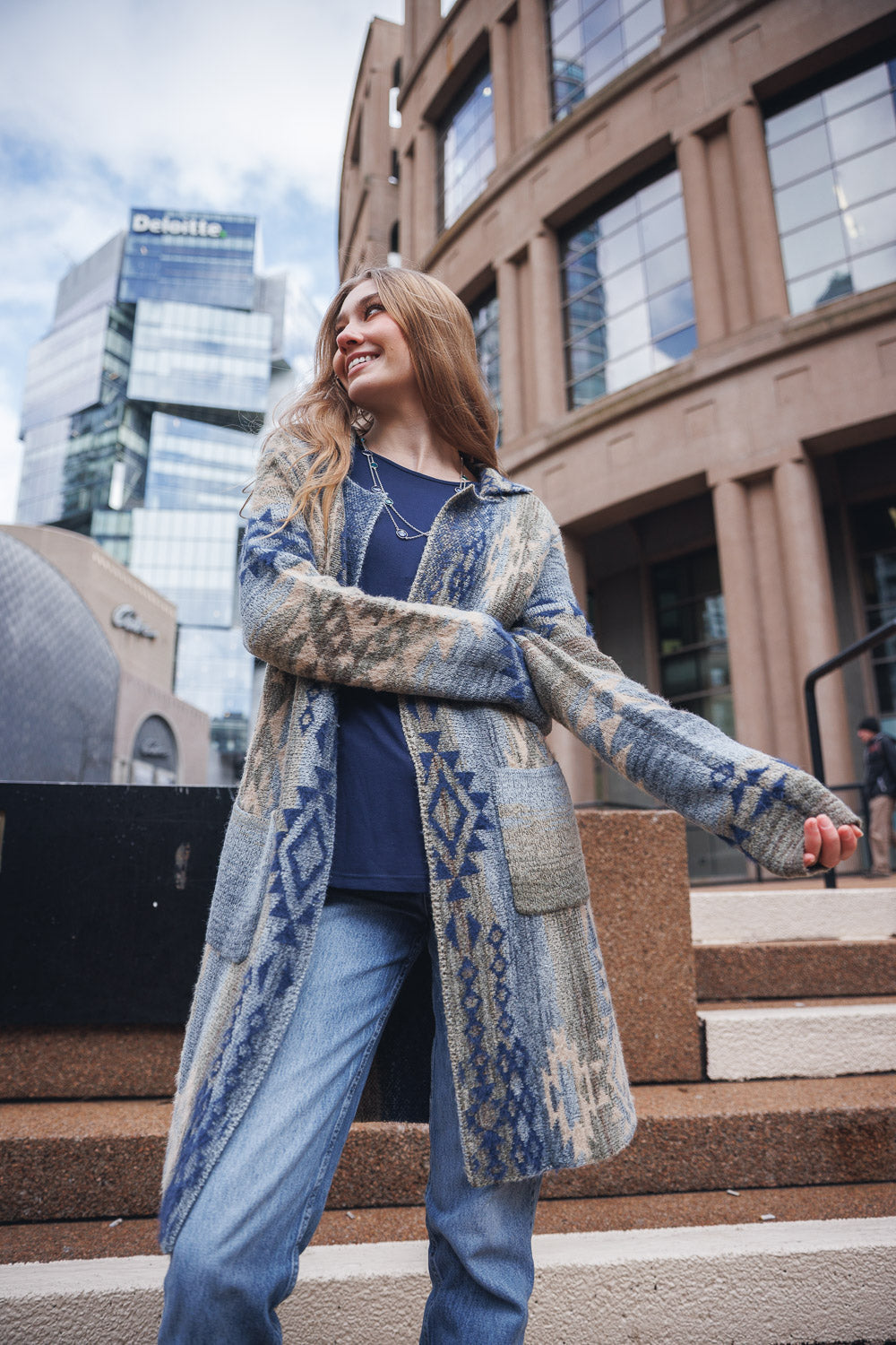 Global Knit Coatigan With Pockets