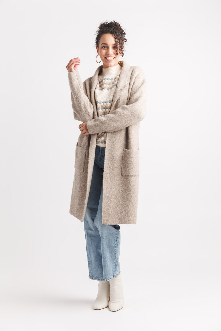 Solid Coatigan With Pockets