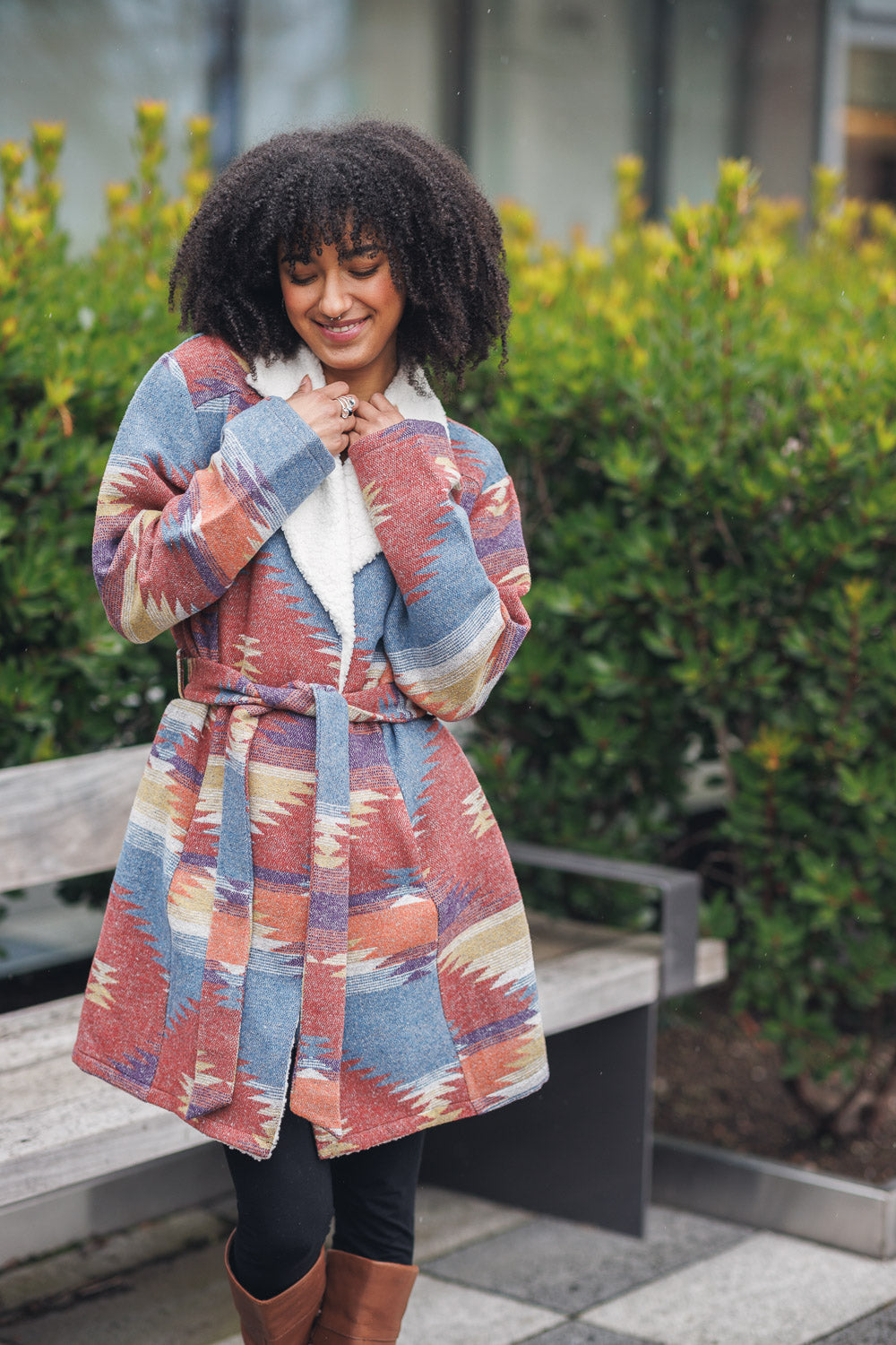 Global Wrap Jacket With Sherpa Trim