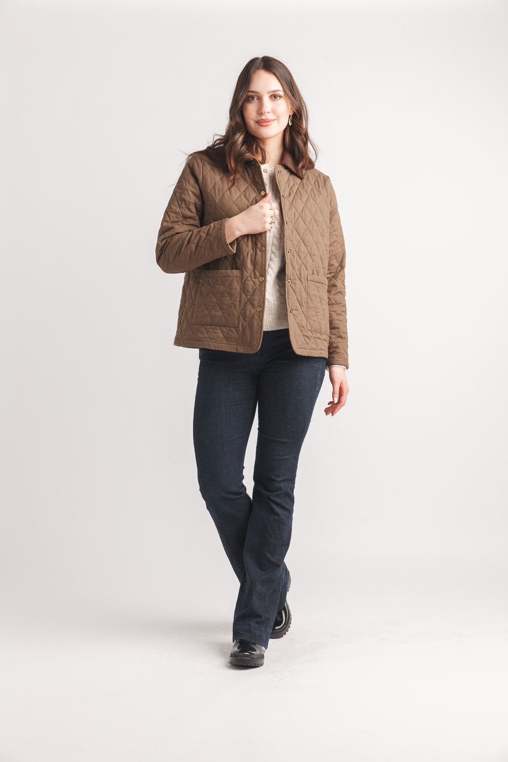 Barn Coat With Corduroy Collar And Pockets