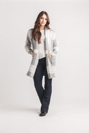 Check Knit Coatigan With Pockets