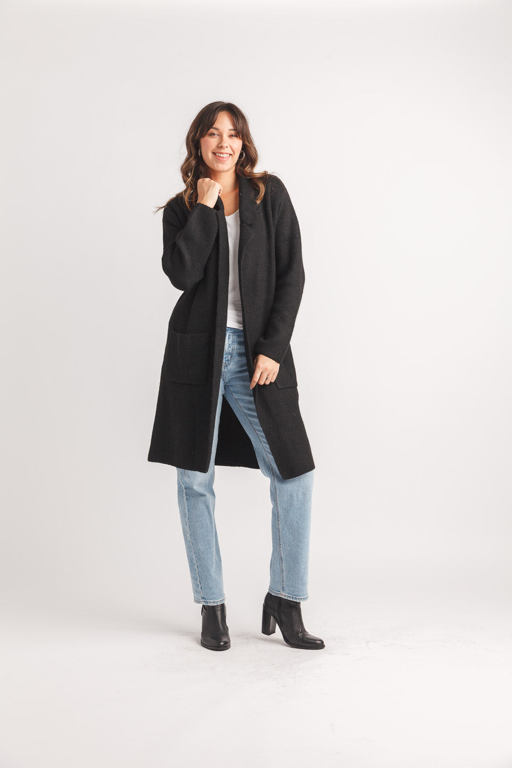Knit Lapel Coatigan With Pockets