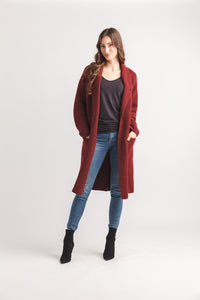 Knit Lapel Coatigan With Pockets