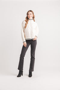 Quilted Bomber Jacket With Contrast Trim