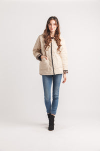 Quilted Hooded Jacket With Leopard Trim