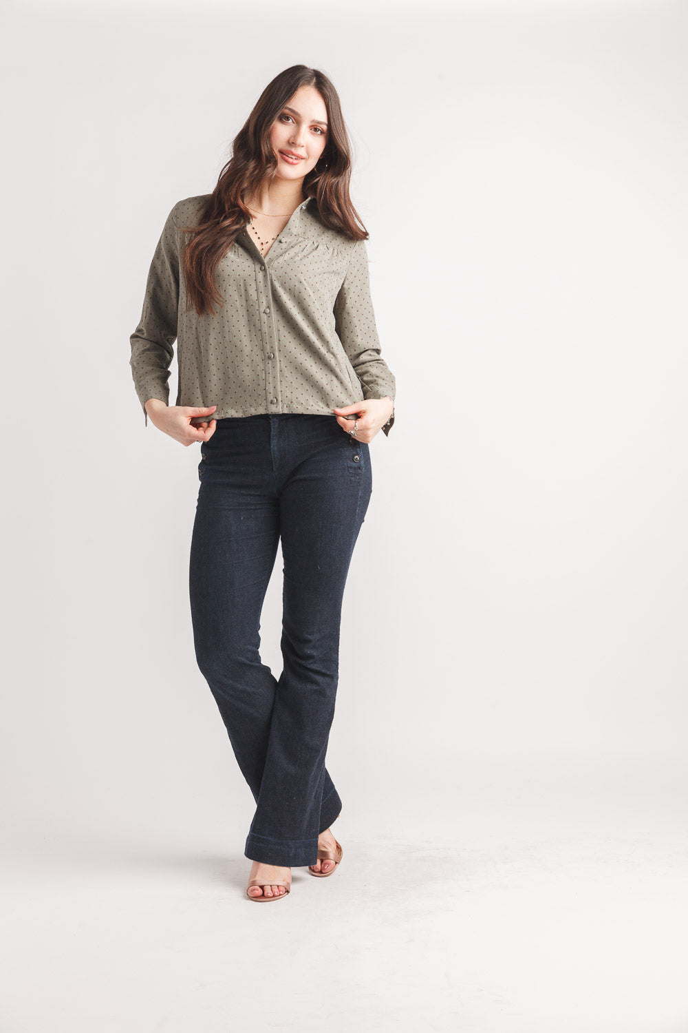 Polka Dot Faux Suede Light Weight Jacket