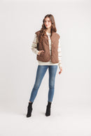 Quilted Collared Button Front Vest With Pockets