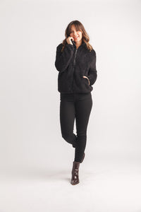 Faux Fur Zip Jacket With Pockets