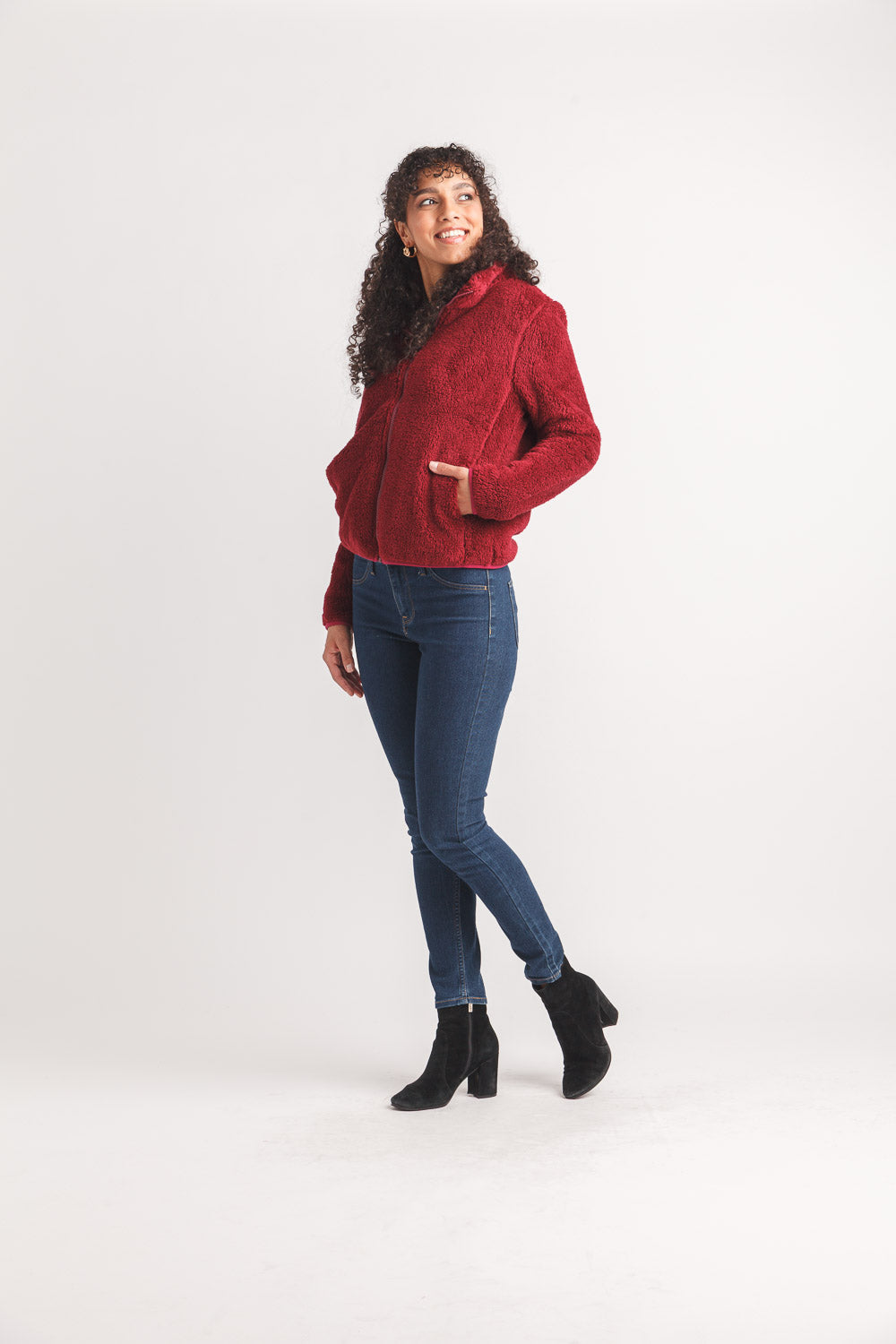 Faux Fur Zip Jacket With Pockets