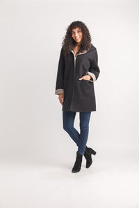 Soft Heathered Hooded Jacket With Patch Pockets