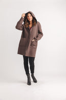 Soft Heathered Hooded Jacket With Patch Pockets