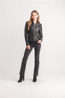 Ribbed Detail Pleather Jacket