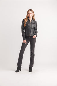 Ribbed Detail Pleather Jacket