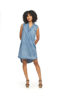 Denim Collared Shirt Hem Dress