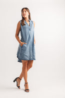 Denim Collared Shirt Hem Dress