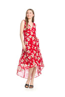 Floral Faux wrap high low dress