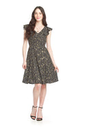 PD-15503-Gold Flecked Dress with pleat Detail