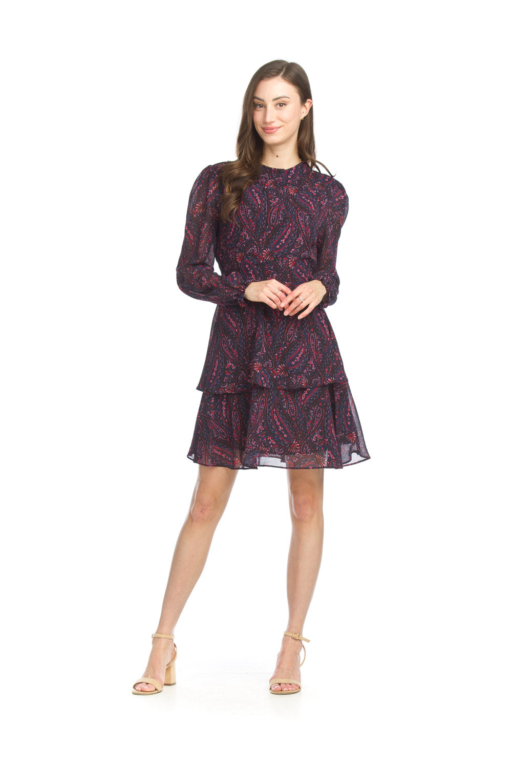 Mock Neck Paisley Dress