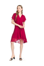 Load image into Gallery viewer, PD-15520 FLUTTER SLEEVE WRAP LOOK DRESS
